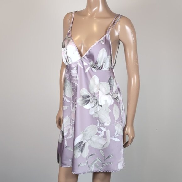 3/$20 La Vie En Rose Satin Floral Cami Nightgown Babydoll Lingerie Slip Dress - Picture 4 of 14
